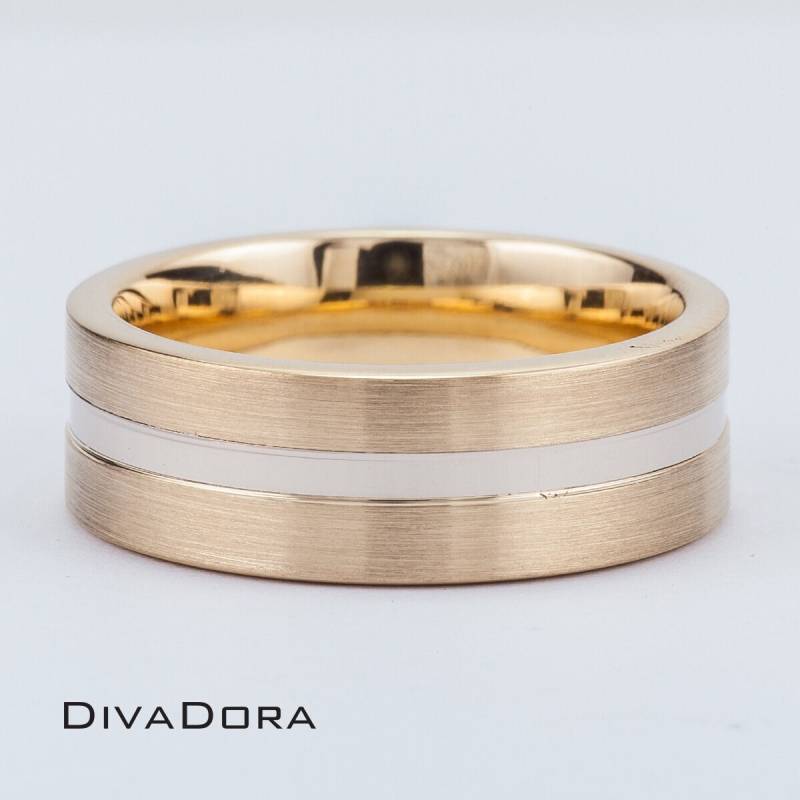 7 Mm Trauring Zweifarbig in 14K Oder 18K Weiß - Und Gelbgold, Wb022217 von DIVADORA