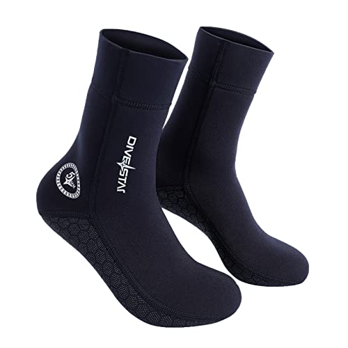 DIVESTAR Tauchsocken aus Neopren für Herren und Damen, 3 mm, 5 mm, Schwarz/Camouflage, Neoprenanzug-Socken, Tauchschuhe für Wassersport, Schwarz, 5 mm, Large von DIVESTAR