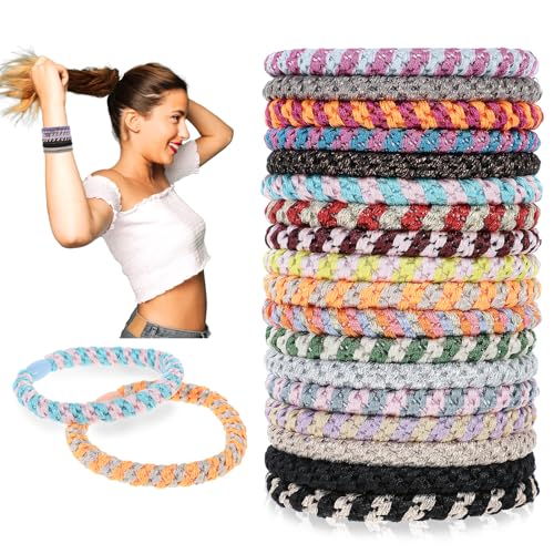 18 Stück Haargummi Damen Geflochtener Boho Haargummis Mädchen Boho Elastische Flechten Haargummis Für Frauen Kein Schaden Haarbänder Armbänder Pferdeschwanz Inhaber Für Langes Dickes Haar von DIVINA VITAE