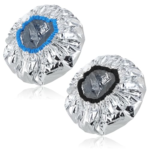 2 Stück Aluminiumfolie Duschhaube Damen Shower Cap Tiefenpflegende Haarhaube Wiederverwendbar Duschhaube für Frauen Tiefenpflegende Verdickte Haarkappe Duschhaube 2 Stück Aluminiumfolie Duschhaube Damen Shower Cap Tiefenpflegende Haarhaube Wiederverwendbar Duschhaube für Frauen Tiefenpflegende Verdickte Haarkappe Duschhaube von DIVINA VITAE