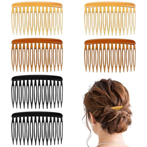 6 Stück Haarkämme 14 Zähne Kunststoff Haarkamm Transparent French Side Combs für Damen Retro Haarkämme zum Stecken Frisur Dekoration Kamm für Damen Mädchen Braut Hochzeitskleid Dickes Feines Haar von DIVINA VITAE