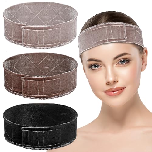 3 Stück Elastisches Perücke Band Verstellbare Perückengriff Headband Rutschfestes Samt Perückenband Wig Grip Band Damen Perücken Zubehör Hellbraun Braun Schwarz von DIVINA VITAE