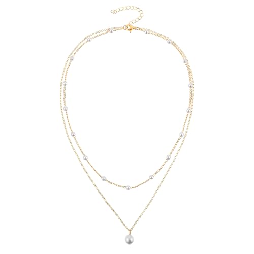 DIVINA VITAE Pearl Necklaces Gold Necklaces for Women Perlenkette Damen Fischgräten Kette Exquisite Lange Halskette Choker Braut Hochzeit Perle Halskette für Damen Mädchen Aesthetic Schmuck von DIVINA VITAE