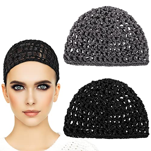 DIVINA VITAE Haarnetz zum Schlafen 2 Stück Damen Mesh Häkel Haarnetz Weiches Viskose Häkel Haarnetz Gestrickte Haarnetz Kappe Haarnetz Abdeckung Dick Kurz Schlafmütze Duschhaube Schlafhaube von DIVINA VITAE