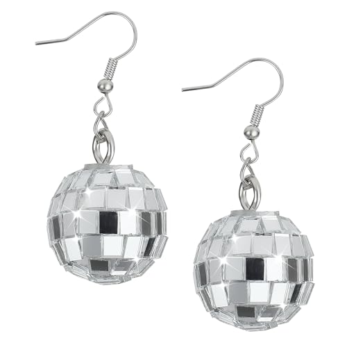 Discokugel Ohrringe Damen Spiegelkugel Ohrringe 80er Jahre Disco Tropfen Ohrringe Disco Punk Ohrringe 60er 70er Jahre Party Disco Kugel Ohrringe Glitzer Discokugel Zubehör von DIVINA VITAE