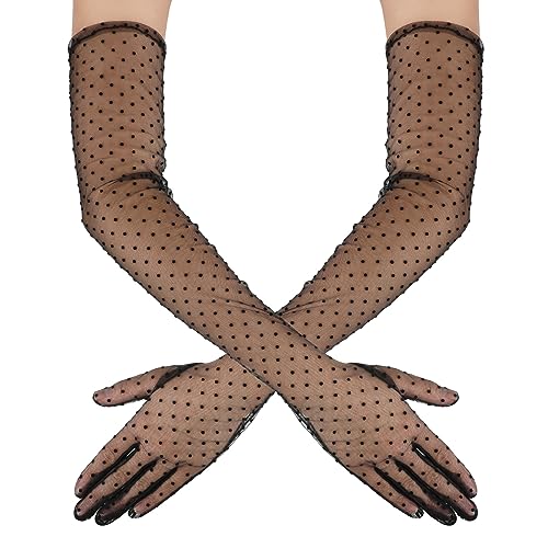 DIVINA VITAE Damen Lace Tulle Gloves Touchscreen Handschuhe, Schwarz, Standard von DIVINA VITAE