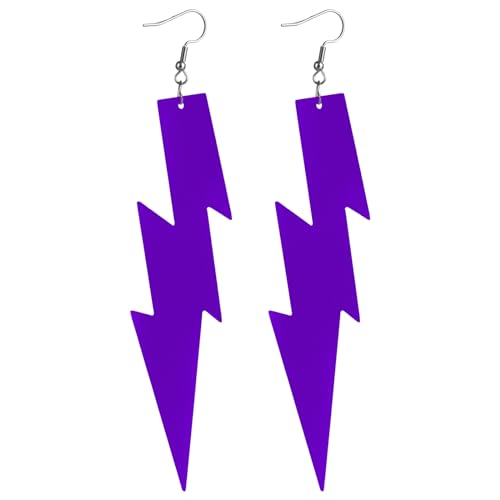 Neon Ohrringe Damen Acryl Beleuchtete Tropfenohrringe Frauen Mädchen Bunte 80er Jahre Ohrhänger Halloween Vintage Ohrringe Schmuck 80er 90er Kostüm Party Zubehör Earrings (Lila) von DIVINA VITAE