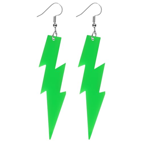 Neon Ohrringe Damen Acryl Tropfen Ohrringe Bunte 80er Jahre Ohrhänger Beleuchtete Halloween Vintage Ohrringe Schmuck Frauen Mädchen Neon Earrings 80er 90er Jahre Party Kostüm Zubehör (Neongrün) von DIVINA VITAE