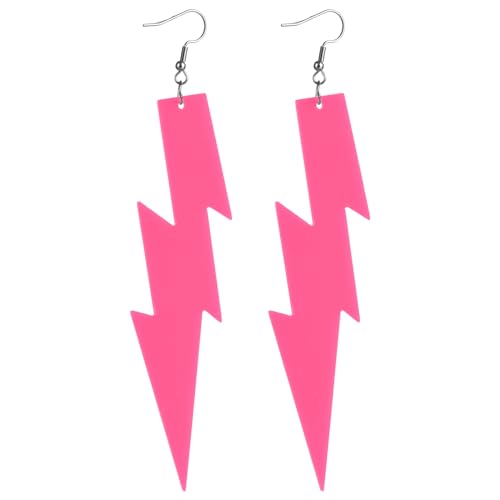 Neon Ohrringe Damen Acryl Tropfen Ohrringe Bunte 80er Jahre Ohrhänger Beleuchtete Halloween Vintage Ohrringe Schmuck Frauen Mädchen Neon Earrings 80er 90er Jahre Party Kostüm Zubehör (Rosa) von DIVINA VITAE