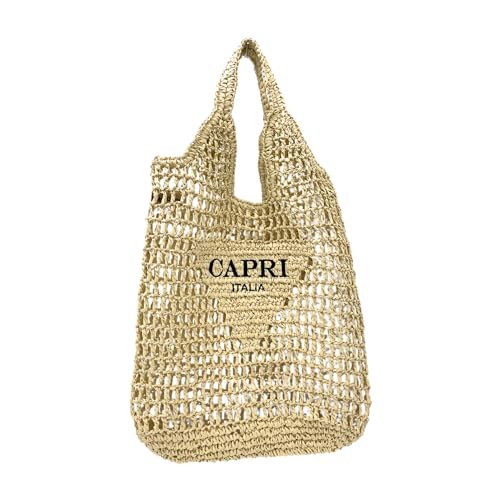 DIVINA CABRERA BAG135 Tote Bag aus Stroh, perforiert, 38 x 39 cm, Beige - Capri Edition, 38x39 centimeters von DIVINA