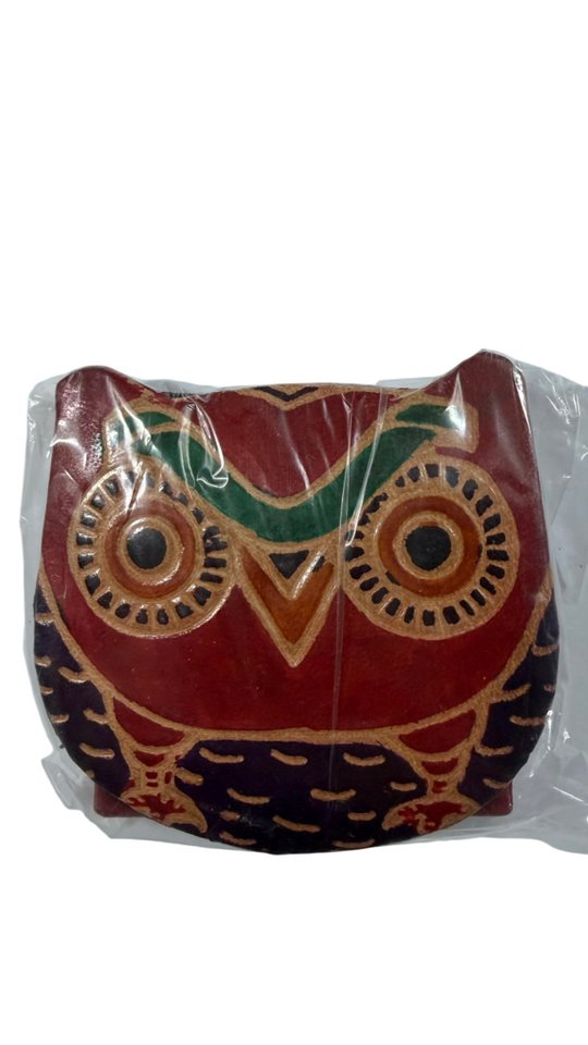 DIW Mini Geldbörse Kinder-Geldbeutel Eule aus echtem Leder mit Druckknopf (Packung, 1-tlg., 1 Fach mit Druckknopf), echtes Leder von DIW