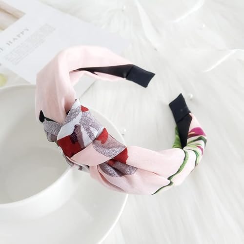 12-teiliges Set Lady Flower Hair Hoop Knotendruck Stirnband elastischer Haarschmuck for Frauen einfarbig stricken Make-up Haarband buntes Geschenk von DIXII