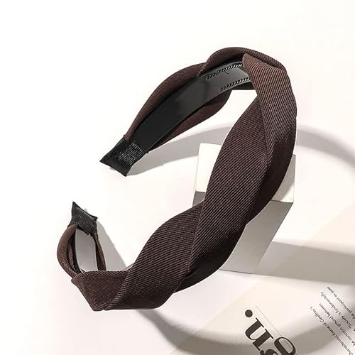 Glänzende feste Haarbänder Haarschmuck for Frauen Mode große Welle Kreuz gezahnt rutschfeste Lünette Stirnband Mädchen Hoop Schmuck buntes Geschenk (Color : S9-deep Coffee) von DIXII