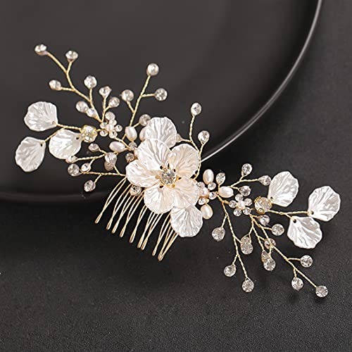 Haarnadel Hochzeit Kopfschmuck Hochzeit Haarkamm Handgemachte Kristall Strass Simulierte Keramik Blume Braut Haarnadeln Aufkleber Frauen Schmuck Hochzeit Haarschmuck von DIXII