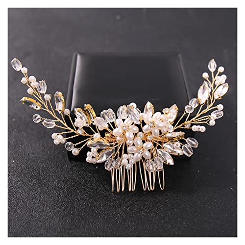 Haarnadel Kristall Strass Blume Haarkamm Stirnband Tiara Haarnadel for Frauen Braut Party Hochzeit Braut Haarschmuck Schmuck (Size : Gold) von DIXII