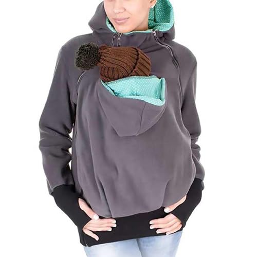 Känguru-Mutter Herbst Und Winter DREI in Einem Abnehmbaren Baby-Schlafsack Multifunktions-Sweatshirt-Mantel Damenbekleidung,001,L von DIXII