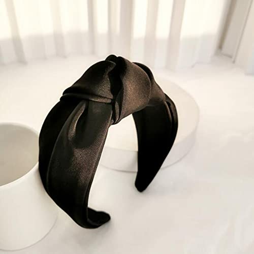 Stirnbänder for Frauen, Frauen, Erwachsene, breite Seite, einfarbig, Haarband, Mittelknoten, Turban, lässig, Haarschmuck, Großhandel, modische Stirnbänder, Haarreifen (Color : Black Hairband, Size : von DIXII