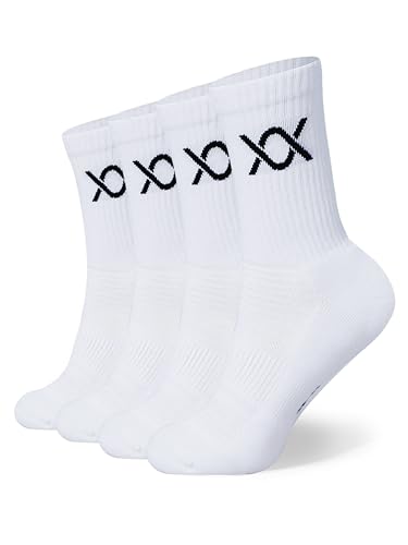 DIXXSON 4er Pack Tennissocken Bio-Baumwolle für Herren & Damen atmungsaktiv Crew für Sport und Freizeit 39-42 Weiß von DIXXSON