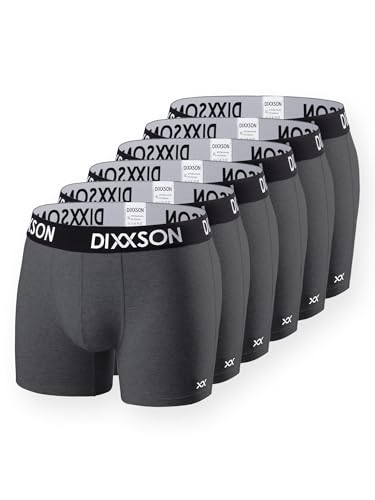 DIXXSON Boxershorts Herren 6 er Pack Atmungsaktiv im Schritt perfekte Passform Baumwolle Unterhosen Männer (M, Anthracite) von DIXXSON