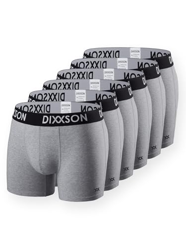 DIXXSON Boxershorts Herren 6 er Pack Atmungsaktiv im Schritt perfekte Passform Baumwolle Unterhosen Männer (L, Grey) von DIXXSON