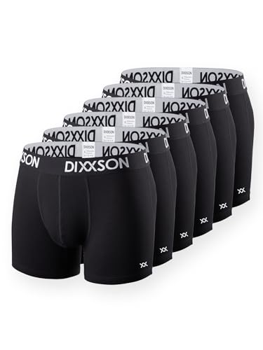 DIXXSON Boxershorts Herren 6 er Pack Atmungsaktiv im Schritt perfekte Passform Baumwolle Unterhosen Männer (M, Black) von DIXXSON