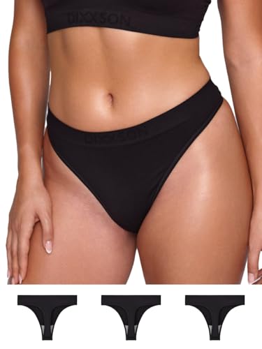 DIXXSON String Tanga für Damen 3er Pack | Seamless, nahtlos, komfortabel | Unterhosen für Sport & Freizeit (Black - M) von DIXXSON