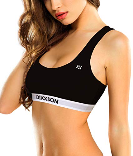 DIXXSON Damen Bralette [3 STK.] Bustier BH Modern Baumwolle (L, White Black Grey) von DIXXSON