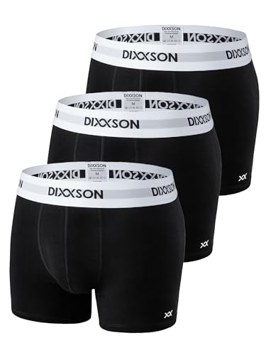 DIXXSON Premium Boxershorts Herren | 3er Pack | Atmungsaktive Unterhosen für Männer mit optimaler Passform und weicher Baumwolle (Größe M - 3XL) (Black, M) von DIXXSON
