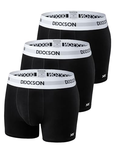 DIXXSON Premium Boxershorts Herren 3er Pack atmungsaktiv im Schritt doppellagig Unterhosen Männer perfekte Passform Baumwolle (Schwarz, M) von DIXXSON