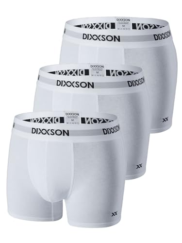 DIXXSON Premium Boxershorts Herren | 3er Pack | Atmungsaktive Unterhosen für Männer mit optimaler Passform und weicher Baumwolle (Größe M - 3XL) (White, XL) von DIXXSON