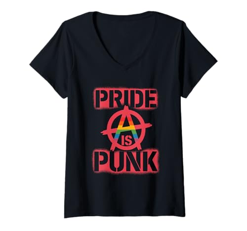 Damen Queer Punk LGBTQ Pride Alternative Anarchistische Rebellion T-Shirt mit V-Ausschnitt Damen Queer Punk LGBTQ Pride Alternative Anarchistische Rebellion T-Shirt mit V-Ausschnitt von DIY Punk Grunge Subculture Riot Grrrl Safety Pin