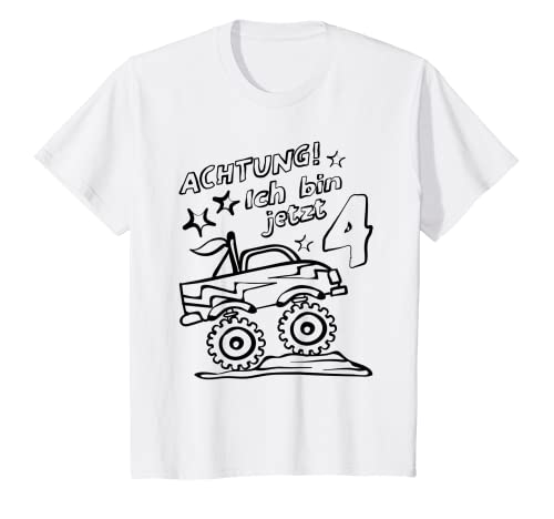 Kinder Achtung ich bin 4 - Monstertruck zum ausmalen für Kinder T-Shirt Kinder Achtung ich bin 4 - Monstertruck zum ausmalen für Kinder T-Shirt von DIY Textilien zm Ausmalen und Bemalen für Kinder