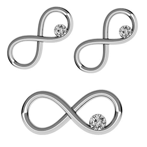 DIY925 3 Stück Verbinder INFINITY Unendlichkeit Zirkonia weiß Carrier 925 Sterling Silber 16mm Anhänger in Juweliers- Qualität von My-Bead
