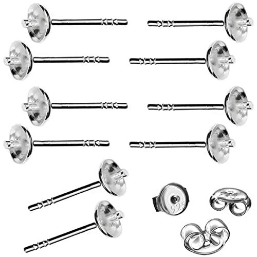 My-Bead 5 Paar Ohrstecker Perlschalen 925 Sterling Silber hypoallergen Rohlinge für Perlen Ohrschmuck DIY von DIY925