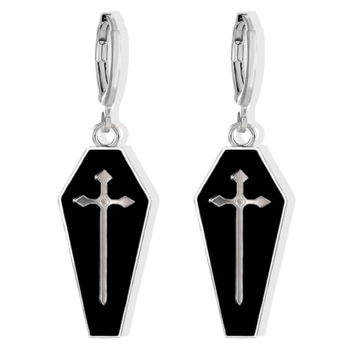 Gothic Retro Halloween Sarg Ohrringe übertrieben Kreative Kreuz Ohrringe Punk Stil Lustige übertriebene Alternative Persönlichkeit Ohrringe, Metall von DIYANMMY