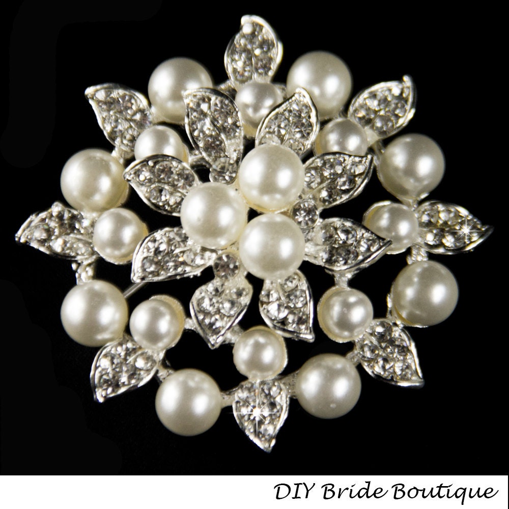 Große Perle Brosche Strass Kristall Hochzeit Ahle Für Diy Projekte, Bouquet Brautgürtel Pin Hochzeitstorte Dekor von DIYBrideBoutique