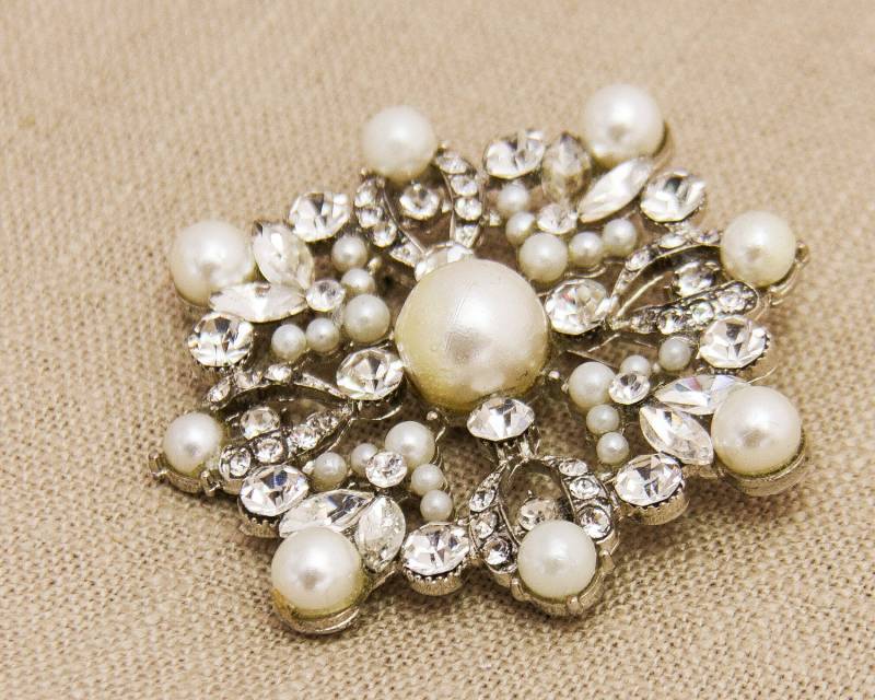 Hochzeit Perle Brosche Große Strass Aussage Broka Braut von DIYBrideBoutique