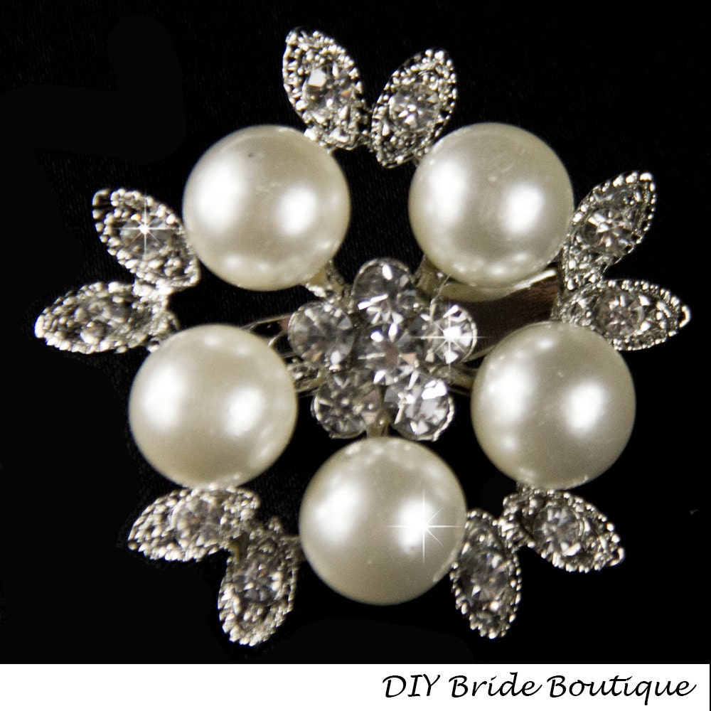 Perle Brosche, Strass Und Perlen-Brosche, Kristall Pearl Thematisieren, Hochzeit Thematisiert, Diy Brosche Bouquet Liefert von DIYBrideBoutique