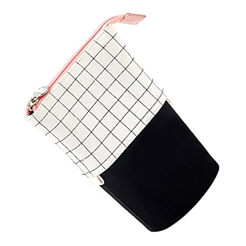 DIYEAH Schreibwarentasche Aus Canvas Karierte Stiftebox Mit Reißverschluss Für Bleistift Kugelschreiber Und Aufbewahrung Von Schreibwaren von DIYEAH