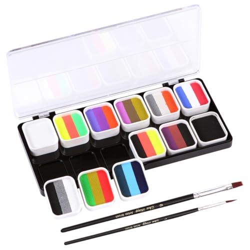 DIYEAH 1 Satz Farben Gesichts und Körpermalerei für Waschbare Schminkpalette für Karneval Festival Theater mit Pinseln Hautfreundlich Leicht zu Reinigen von DIYEAH