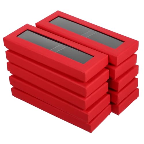 DIYEAH 10stücke Teiliges Stiftbox Mit Klarsichtdeckel Rote Geschenkverpackung Für Stifte Dekorative Verpackungsbox Aufbewahrungslösungen Für Geburtstagsfeiern Und Geschenke von DIYEAH
