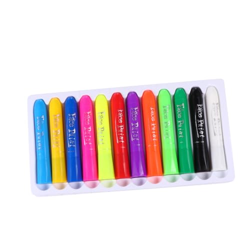 DIYEAH 12 Stück Lackierter Buntstift -Set fluoreszierend Pastell Palette wiederverwendbar wachsmalstifte Gesichtsmalstifte Schminken Gesichtsbemalungsmarker Schminksets Plastik von DIYEAH