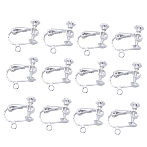 DIYEAH 12 Stück Teiliges Clip Ohrring Silber Offene Nicht Perforierte Ohrclips mit Loch Leicht und Modisch für Damen Alltag Party Schule und Reise Geeignet von DIYEAH