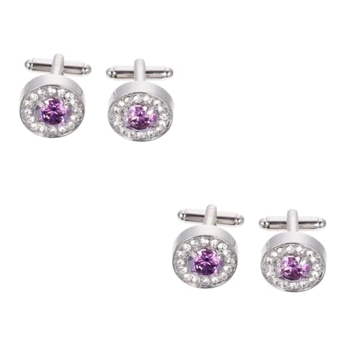 DIYEAH 2 Paar Manschettenknöpfe männer schmuck cuffups studded cufflinks decorative cufflinks hochzeitsdeko Knöpfe für Retro-Kleidung Strass besetzte Anzüge Knöpfe Legierung Violett von DIYEAH