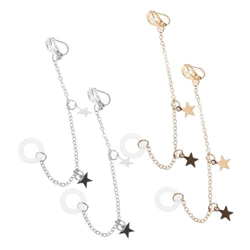 DIYEAH 2paare Anti-verlust-ohrclip Langer Anhänger Modischer Ohranhänger Gold Silber Ohrhörer-aufhänger Accessoires Für Ohren von DIYEAH