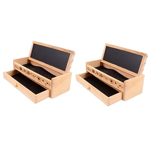 DIYEAH 2 Stück Bleistiftbox Aus Holz Süßes Federmäppchen Doppelmarker Etui Federmäppchen Ästhetischer Schließfach Multifunktionales Schwarzes Federmäppchen Kleines Federmäppchen von DIYEAH