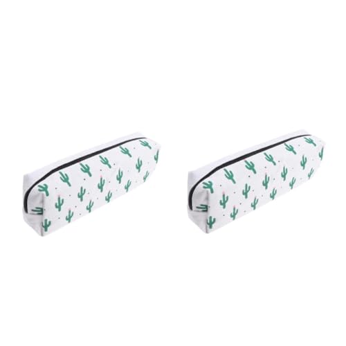 DIYEAH 2 Stück Kaktus Federmäppchen aus Robustem Canvas mit Glattem Reißverschluss Niedliches Mehrzweck Stiftemäppchen für Schule und Alltag Umweltfreundlich und Waschbar Octagonal Design von DIYEAH