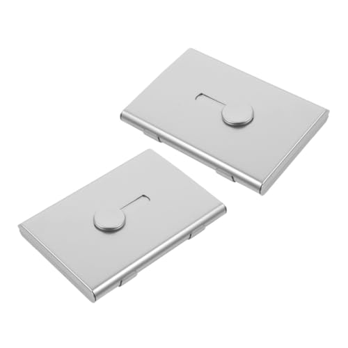 DIYEAH 2 Stück Metall Visitenkartenetui für Männer und Frauen Tragbare Kartenaufbewahrungsbox für Büro und Geschäftliche Nutzung Große Kapazität Design von DIYEAH