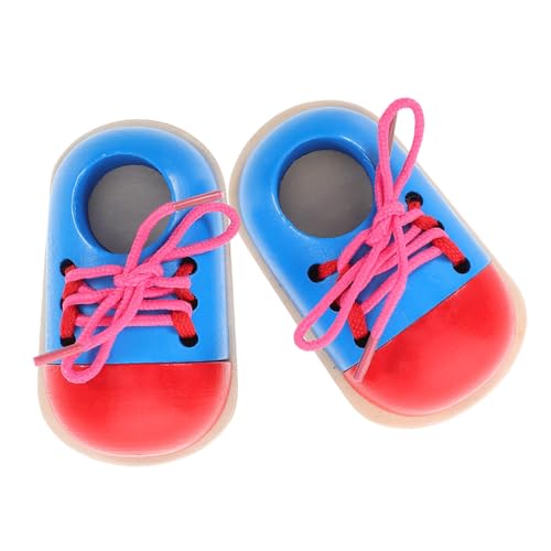 DIYEAH 2 Stück Montessori Holzspielzeug Schnürsenkel Binden Lernset für Teiliges Schuhband Übungsbrett zur Hand und Blickkoordination und Motorischen Spielerisches Schnürsenkel Üben von DIYEAH