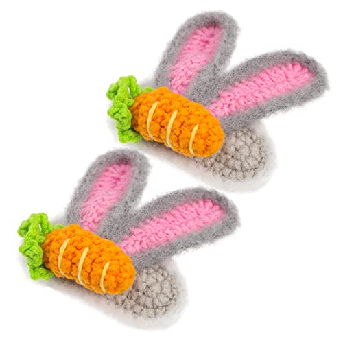 DIYEAH 2 Stück Niedliche Gestrickte Hasenohren Haarspangen aus Plüsch und Süße Haarclips für Mädchen für Party Cosplay Geburtstag und Alltag von DIYEAH